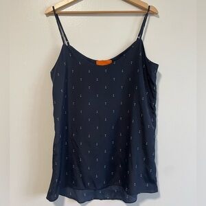 Navy Blue with Anchor Print  Tank Top